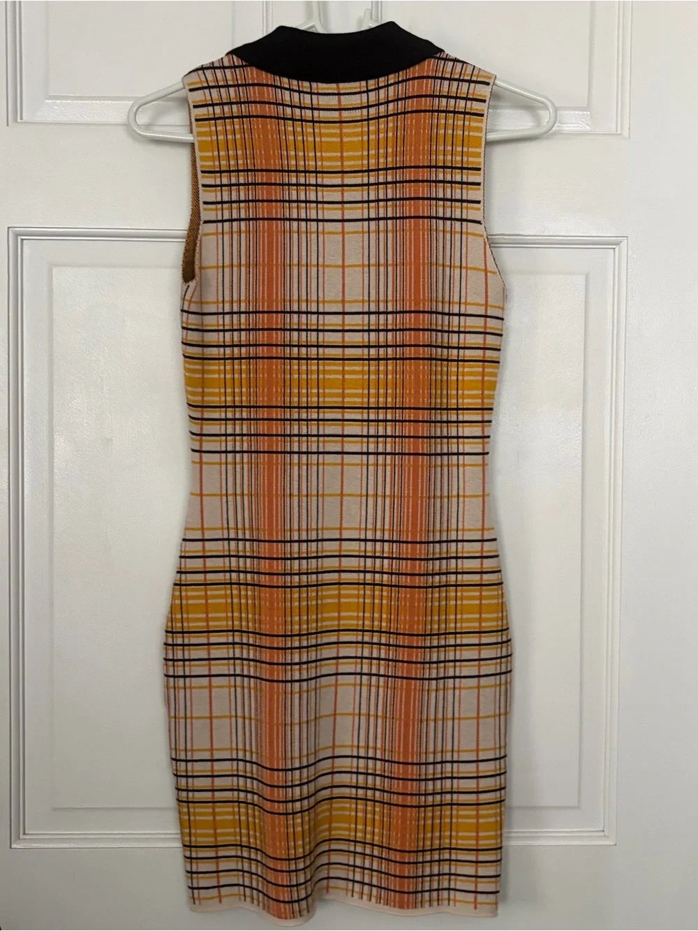 Sleeveless Plaid Polo Dress in Mustard/Black - Picture 2 of 4